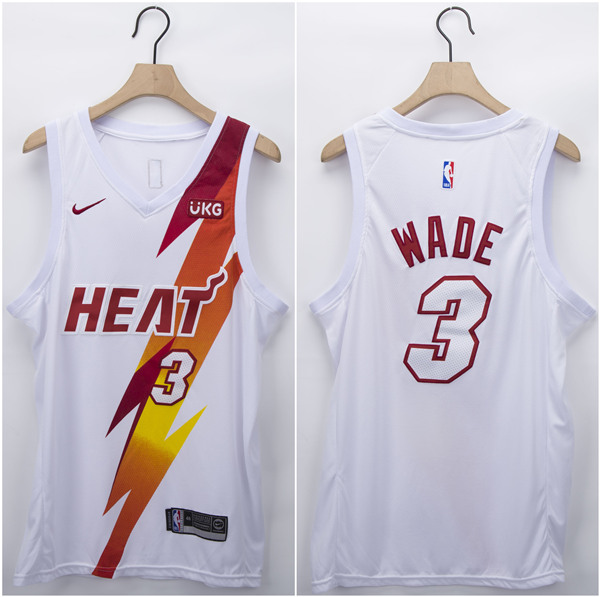 Men's Miami Heat #3 Dwyane Wade White Fashion Edition Stitched NBA Jersey